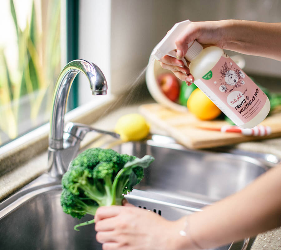 Spraying delight on vegetables